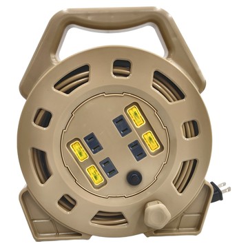 spirit 電精靈 延長線輪座 4開4插 2孔 DL-250 50尺  卡其色  1個