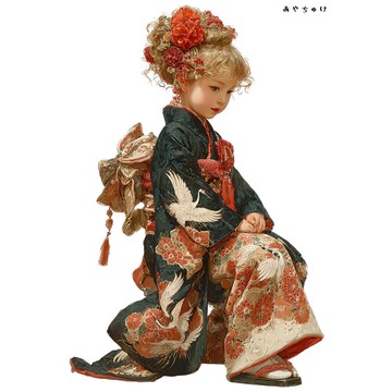 【12月新品4】07-114-0259 人物貼紙 和服復古風