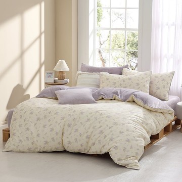 HOYACASA  雪棉絨兩用被床包組 - 芷嫣恬夢 (雙/加)