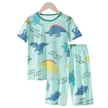 MAMDADKIDS - 竹節棉短袖套裝/家居服-恐龍塗鴉-綠色