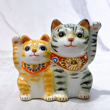 【友福雙貓】日本九谷燒招財貓 | 仲良朋友貓 4號