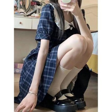 小香風韓系格紋連衣裙女裝夏季洋氣氛圍感小個子甜美減齡學生短裙