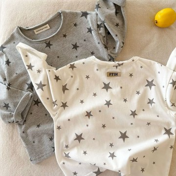 mori🎀mori純棉星星!男女童春秋季百搭可愛長袖T恤男寶寶親膚上衣