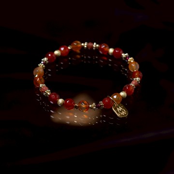 命運說書人｜紅玉髓紅石榴紅金沙手鍊 C1532