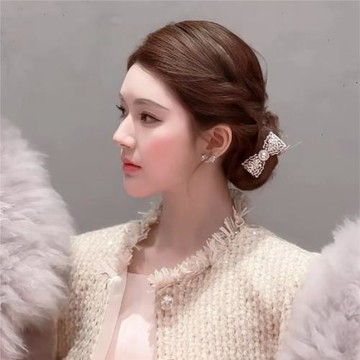 【趙露思同款】閃鋯珍珠蝴蝶結耳釘女輕奢高級感耳環獨特漂亮耳飾