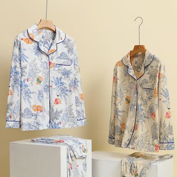 中老年媽媽睡衣女夏季薄款純棉長袖春秋款家居服套裝加大碼180斤