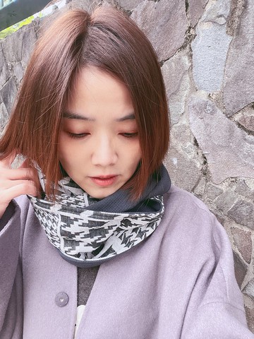 大小千鳥格灰綠雙面刷毛圍脖 圍巾