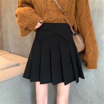 2025春秋新款百褶裙半身裙女學院風設計感高腰顯瘦大碼A字裙短裙