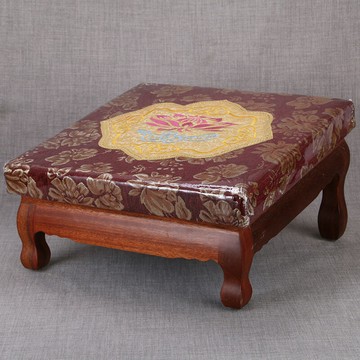 圓通工藝實木繡花蓮花拜佛跪墊拜墊四角實木方形寺院 雙11全館免運