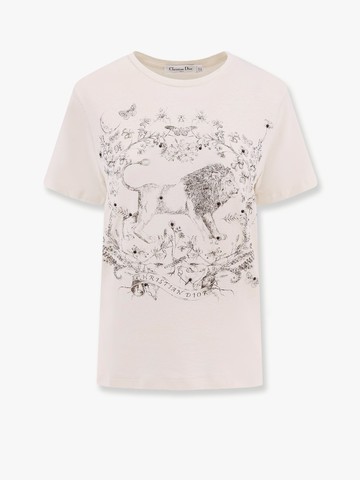 Cotton and linen t-shirt with dior cabinet de curiosités motif - DIOR - gender_Woman