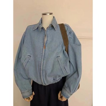 【現貨】復古男友風懷舊藍牛仔外套女春秋季新款寬松顯瘦夾克上衣