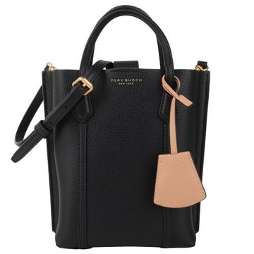 TORY BURCH   鵝卵石紋皮革兩用手機包(黑)mini