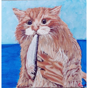 紅貓場景原創框架牆藝術壓克力繪畫作者 RinaArtSK