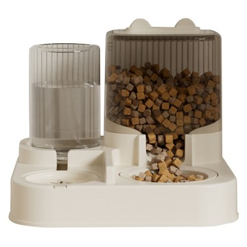 寵物2合1餵食餵水器 680g  極簡白  1個  2L