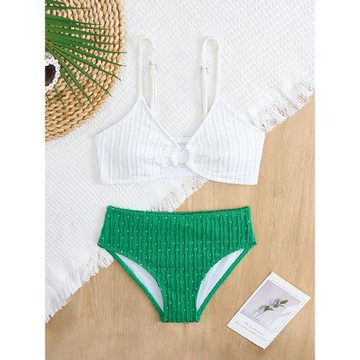 歐美外貿原單出口兒童泳衣中大女童分體比基尼帶胸墊可愛公主游泳