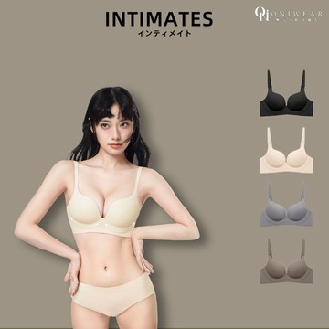 【OniWear】條紋深V無鋼圈內衣 無痕內衣 聚攏 AB通杯 小胸