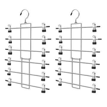 AHOYE 6層可摺疊無痕防滑衣架 2個 多功能褲裙收納神器  ​單一顏色