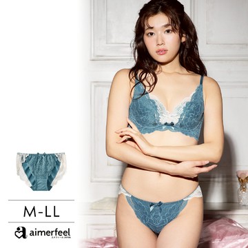 淑女交叉蕾絲花卉圖案性感三角內褲2-鈷藍色-603722-VB