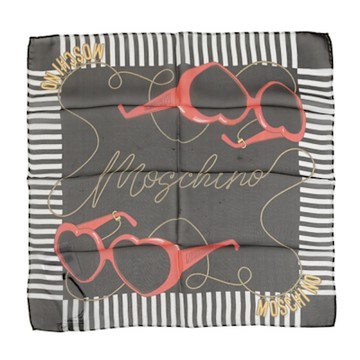 MOSCHINO 墨鏡造型圖案混紡絲質絲巾/小方巾(黑)