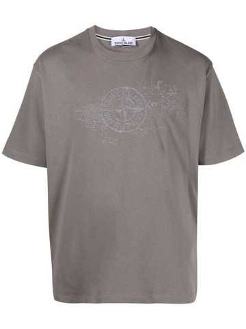 Stone Island - embroidered-logo cotton T-shirt - men - Cotton - XXL - Grey