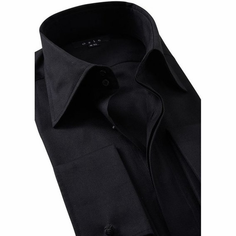 メンズ ドレスシャツ ワイシャツ スリム 比翼仕立て 黒シャツ ブラック ドゥエボットーニ ワイドカラー ダブルカフス ポケット無し ビジネスシャツ おしゃれ 通販 Lineポイント最大0 5 Get Lineショッピング