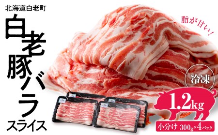 北海道産 白老豚 バラ スライス 300g×4パック