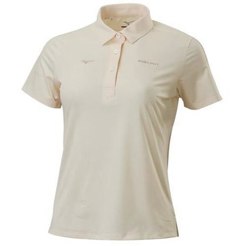 Mizuno 美津濃 防曬短袖上衣 女裝 排汗Polo衫 米白 32TAC21603