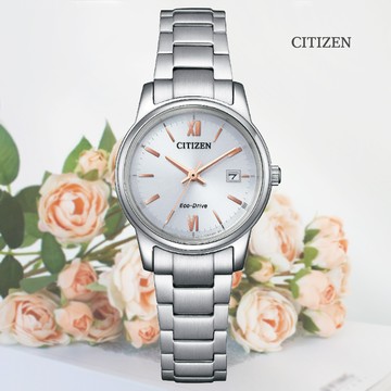 CITIZEN 星辰 PAIR 光動能 時尚簡約大三針淑女腕錶-白27.5mm (EW2318-73A)