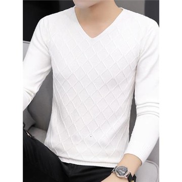 2025秋季新款韓版純色修身毛衣男潮牌V領休閑打底衫百搭秋冬上衣