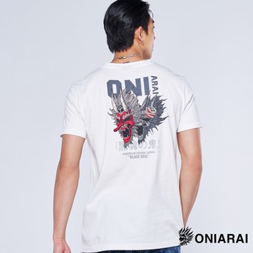 鬼洗 BLUE WAY – 大和魂匠人天狗鬼面短TEE(白)