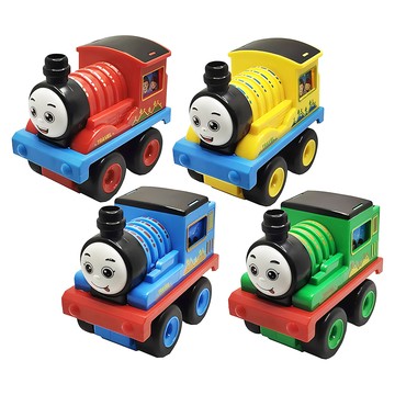 奧海玩具 摩輪慣性快樂小火車頭4件組 有震動機關  1套  多色  10 x 6 x 9.5cm