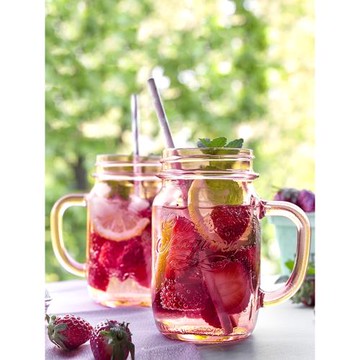 進口公雞杯梅森杯果汁杯家用帶吸管杯子女夏季玻璃水杯隔夜燕麥杯