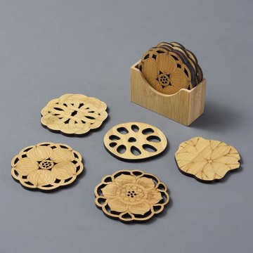 手工竹制杯墊防燙隔熱墊創意雕刻禪意茶席杯托壺墊功夫茶配件茶具