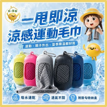【台灣現貨😊18H快速出貨】冰絲涼感運動毛巾 健身跑步一甩即涼 吸水速乾 親子出遊登山游泳 夏季降溫 30x90附收納盒