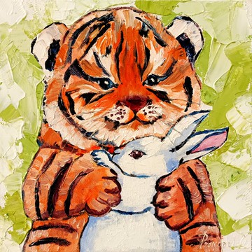 小老虎畫兔畫動物原創藝術（25,4cm * 25,4cm）