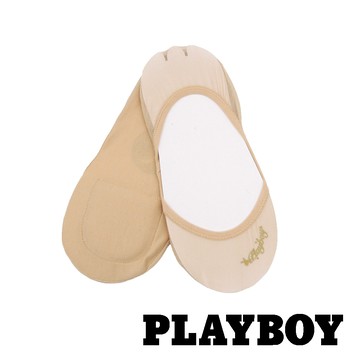 【襪款任選3雙$299 、6雙$511】PLAYBOY 草寫細網氣墊隱形襪-淡卡其 (BY3817)