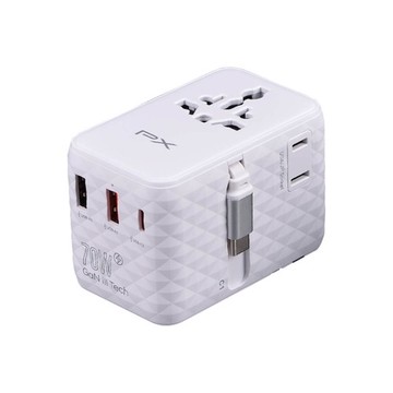 PX 大通 WTA-7021CW 氮化鎵70W萬國帶線插座2A1C(白) 旅行用轉接頭
