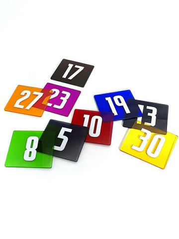 薇素蔓數字牌創意正方形半透明桌號牌醒目多彩時尚顯眼彩色定做餐廳小飯店麻辣燙奶茶店納米膠粘貼墻上號碼牌