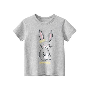 27home - 純棉短袖上衣-萌萌兔子-灰色