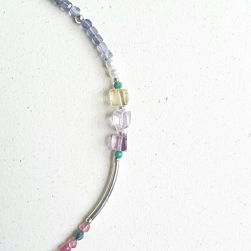 細細看系列 – 紫水晶/黃水晶/925銀  方塊/隨形 簡約手(細)鍊