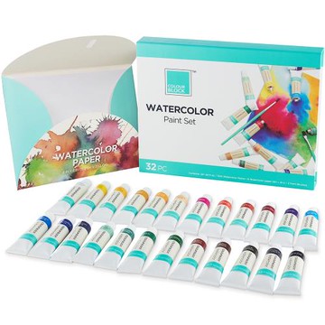 美國COLOUR BLOCK 三合一32色透明水彩禮盒