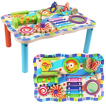 經典木玩  多功能益智積木玩具桌(36m+)