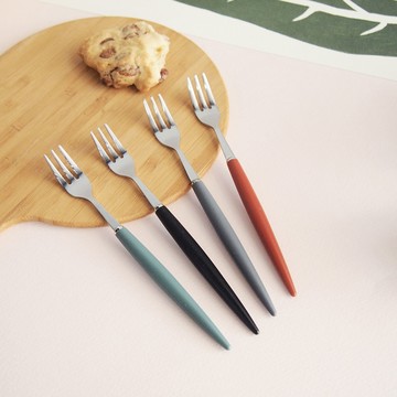 Eiffel 銀色茶叉 4件組 A款 (橄欖綠+黑色+炭灰+酒紅)  4個  橄欖色+黑色+炭灰色+酒紅色