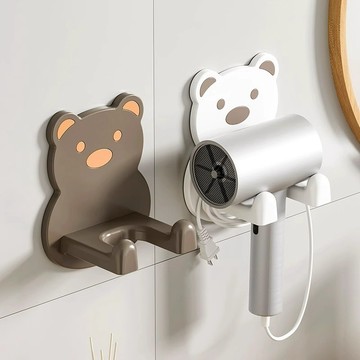 小熊吹風機支架壁掛吹風機置物架免打孔衛生間電吹風掛架浴室風筒