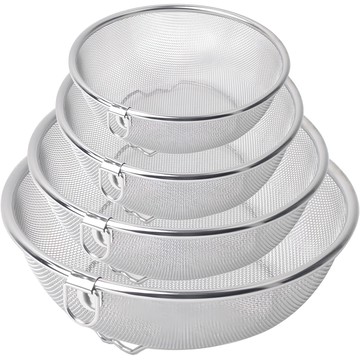 Kitchen Art 韓國製圓形不鏽鋼濾網籃4件組  1組  S+M+L+XL  銀色