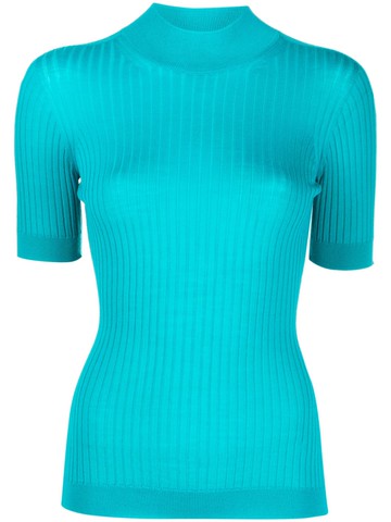 Versace - ribbed-knit virgin-wool jumper - women - Virgin Wool - 48 - Blue