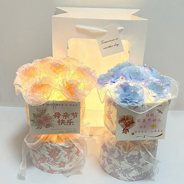 阿媽節日快樂🌺韓式小香風母親節康乃馨仿真花束成品永生花送媽媽母親節生日禮物_.shiting