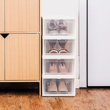 【限時免運】IRIS OHYAMA 加厚透明可堆疊鞋盒4入 NSBM340 (收納盒/收納箱/鞋櫃)