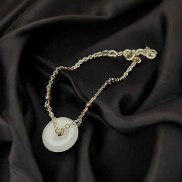 冰糯種翡翠平安扣14K包金手鍊 | 天然緬甸玉翡翠A貨 | 送禮