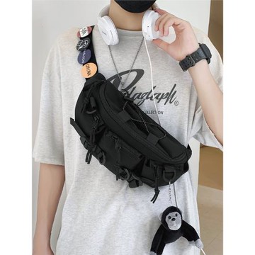 胸包男款潮牌工裝男士包包斜挎包休閑小挎包男生腰包單肩包女背包